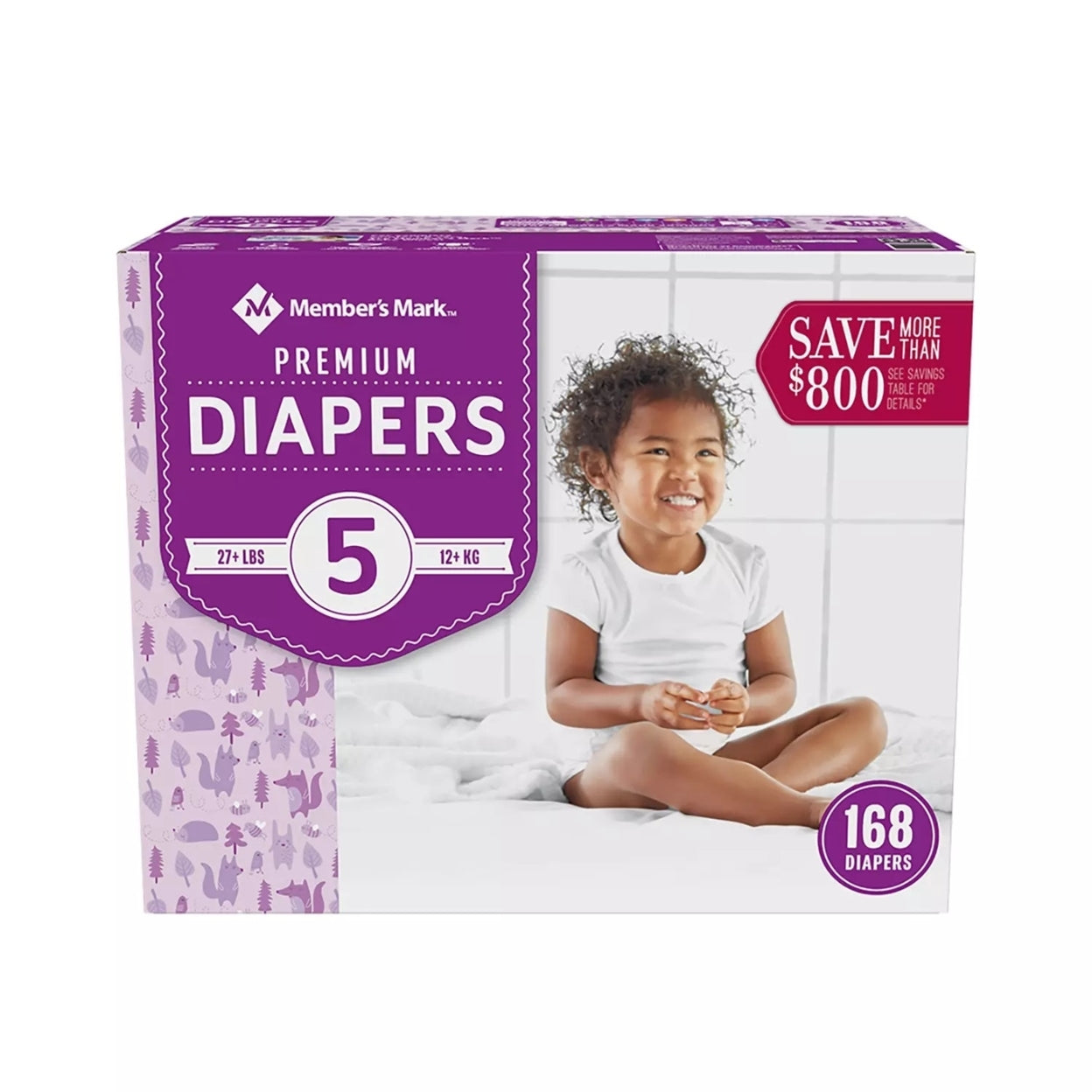 Member's Mark Premium Baby Diapers Size 5 (27+ Pounds), 168 Count - Bellso